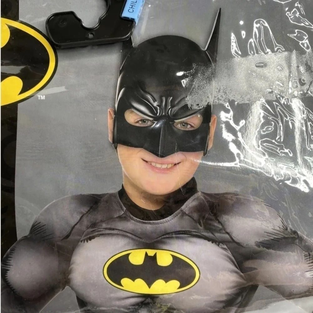 NWT Batman Muscle Shirt w/ Belt Halloween Costume Cosplay Child Standard Size